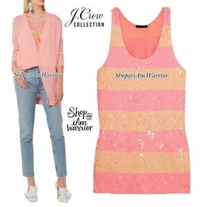 J.Crew Collection NWT pink lemonade striped sequin tank top *shop@iamwarrior